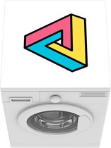 Wasmachine beschermer mat - Penrose-driehoek met roze, blauwe en gele zijden - Breedte 60 cm x hoogte 60 cm