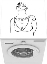 Wasmachine beschermer mat - Abstracte line art van een vrouw die omhoog kijkt vierkant - Breedte 60 cm x hoogte 60 cm