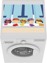 Wasmachine beschermer mat - vijf kinderen die zwemmen - Breedte 55 cm x hoogte 45 cm