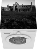 Wasmachine beschermer mat - Laagstaande zon op de Tintern Abbey - zwart wit - Breedte 60 cm x hoogte 60 cm