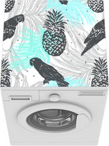 Wasmachine beschermer mat - Patroon - Papegaai - Ananas - Breedte 60 cm x hoogte 60 cm