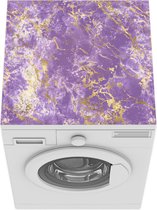 Wasmachine beschermer mat - Marmer - Luxe - Paars - Goud - Patronen - Breedte 60 cm x hoogte 60 cm