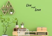 Stickerheld - Muursticker "Live Laugh Love" Quote - Woonkamer - Liefde - Engelse Teksten - Mat Zwart - 27.5x54.2cm