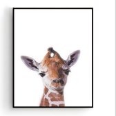 Postercity - Design Canvas Poster Baby Giraffe / Kinderkamer / Dieren Poster / Babykamer - Kinderposter / Babyshower Cadeau / Muurdecoratie / 50 x 40cm