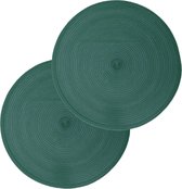 Set van 4x stuks placemats emerald groen - gevlochten kunststof - 38 cm - Onderleggers