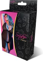 Fly Away Baby Doll & G-String Set - Black - Maat Queen Size - Lingerie For Her
