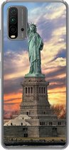Geschikt voor Xiaomi Redmi 9T hoesje - Vrijheidsbeeld in New York tijdens zonsondergang - Siliconen Telefoonhoesje