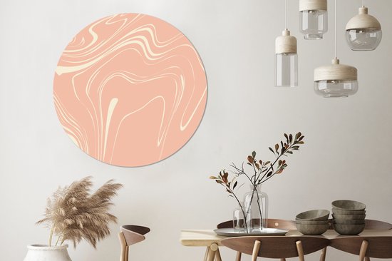 WallCircle - Wandcirkel - Muurcirkel - Marmer - Zalm - Patronen - Aluminium - Dibond - ⌀ 120 cm - Binnen en Buiten XXL