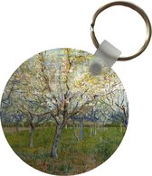 Sleutelhanger - De roze boomgaard - Vincent van Gogh - Plastic - Rond - Uitdeelcadeautjes