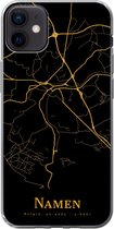 Geschikt voor iPhone 12 mini hoesje - Namen - Kaart - Gold - Siliconen Telefoonhoesje