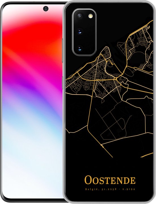 Convient pour coque Samsung Galaxy S20 - Ostende - Carte - Or - Zwart - Coque de téléphone en Siliconen
