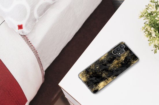Coque Samsung Galaxy A32 5G - Or - Peinture - Abstrait - Zwart - Coque de téléphone en Siliconen