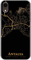 Geschikt voor iPhone XR hoesje - Antalya - Kaart - Goud - Siliconen Telefoonhoesje