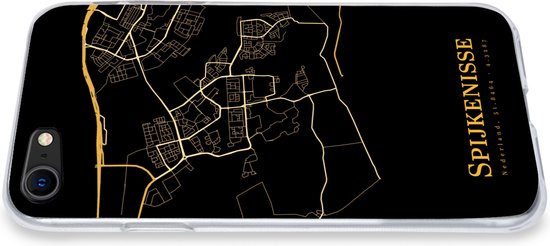 Coque pour iPhone SE 2020 - Spijkenisse - Carte - Or - Coque de téléphone en Siliconen