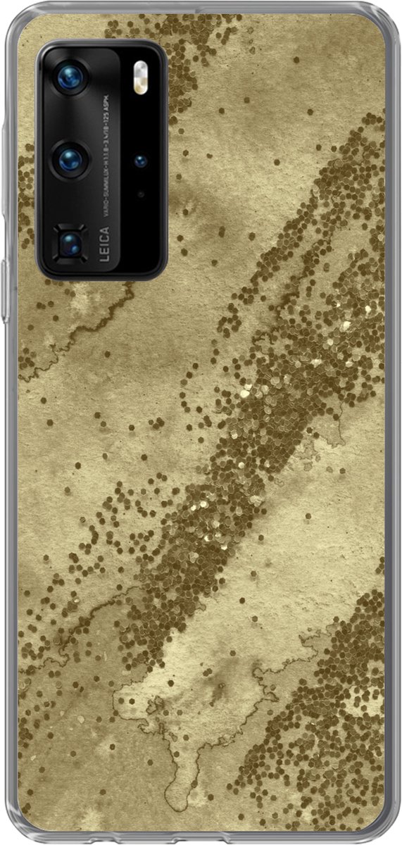 Telefoonhoesje Geschikt voor Huawei P40 Pro hoesje - Glitter - Goud - Abstract - Siliconen Telefoonhoesje Telefoonhoesje