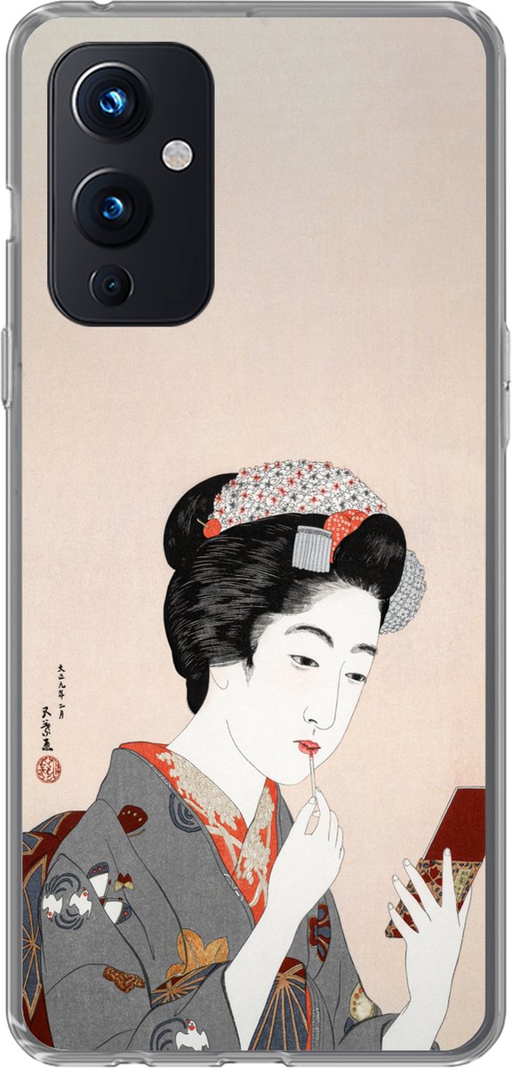 Geschikt voor OnePlus 9 hoesje - Japans - Vrouw - Make up - Vintage - Siliconen Telefoonhoesje