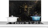 Spatscherm keuken 90x60 cm - Kookplaat achterwand Luxe - Goud - Zwart - Muurbeschermer - Spatwand fornuis - Hoogwaardig aluminium