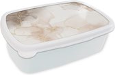 Broodtrommel Wit - Lunchbox - Brooddoos - Marmer - Bruin - Gouden - 18x12x6 cm - Volwassenen