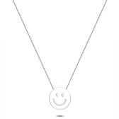 Twice As Nice Halsketting in zilver, smiley, wit email 38 cm+5 cm