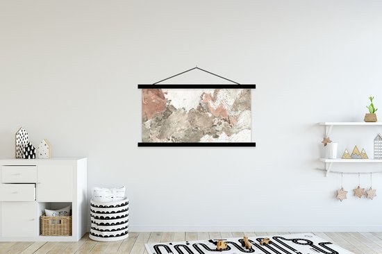 Porte-affiche avec affiche - Affiche scolaire - Granit - Boulders - Wit - 120x60 cm - Lattes noires
