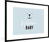 Fotolijst incl. Poster - Spreuken - Quotes - Welcome baby - Baby - Kids - Kinderen - Jongens - 80x60 cm - Posterlijst