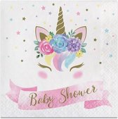 servetten unicorn baby shower 33 cm roze 16 stuks