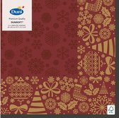 servetten Divine Air-laid 40 cm rood/goud 12 stuks