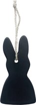 Delight Department konijn hanger zwart - Pasen - Klei - 7 centimeter