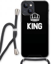 Case Company® - iPhone 13 hoesje met Koord - King zwart - Telefoonhoesje met Zwart Koord - Extra Bescherming aan alle Kanten en Over de Schermrand