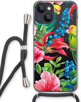 Case Company® - iPhone 13 hoesje met Koord - Papegaaien - Telefoonhoesje met Zwart Koord - Extra Bescherming aan alle Kanten en Over de Schermrand
