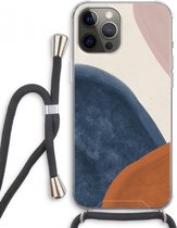 Case Company® - iPhone 12 Pro Max hoesje met Koord - Geo #1 - Telefoonhoesje met Zwart Koord - Extra Bescherming aan alle Kanten en Over de Schermrand