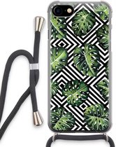 Case Company® - iPhone SE 2020 hoesje met Koord - Geometrische jungle - Telefoonhoesje met Zwart Koord - Extra Bescherming aan alle Kanten en Over de Schermrand