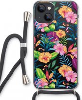 Case Company® - iPhone 13 mini hoesje met Koord - Tropisch 2 - Telefoonhoesje met Zwart Koord - Extra Bescherming aan alle Kanten en Over de Schermrand