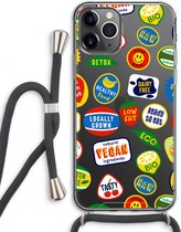 Case Company® - iPhone 11 Pro Max hoesje met Koord - Fruitsticker - Telefoonhoesje met Zwart Koord - Extra Bescherming aan alle Kanten en Over de Schermrand