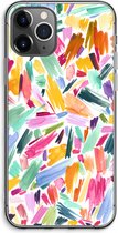 Case Company® - iPhone 11 Pro Max hoesje - Watercolor Brushstrokes - Soft Cover Telefoonhoesje - Bescherming aan alle Kanten en Schermrand