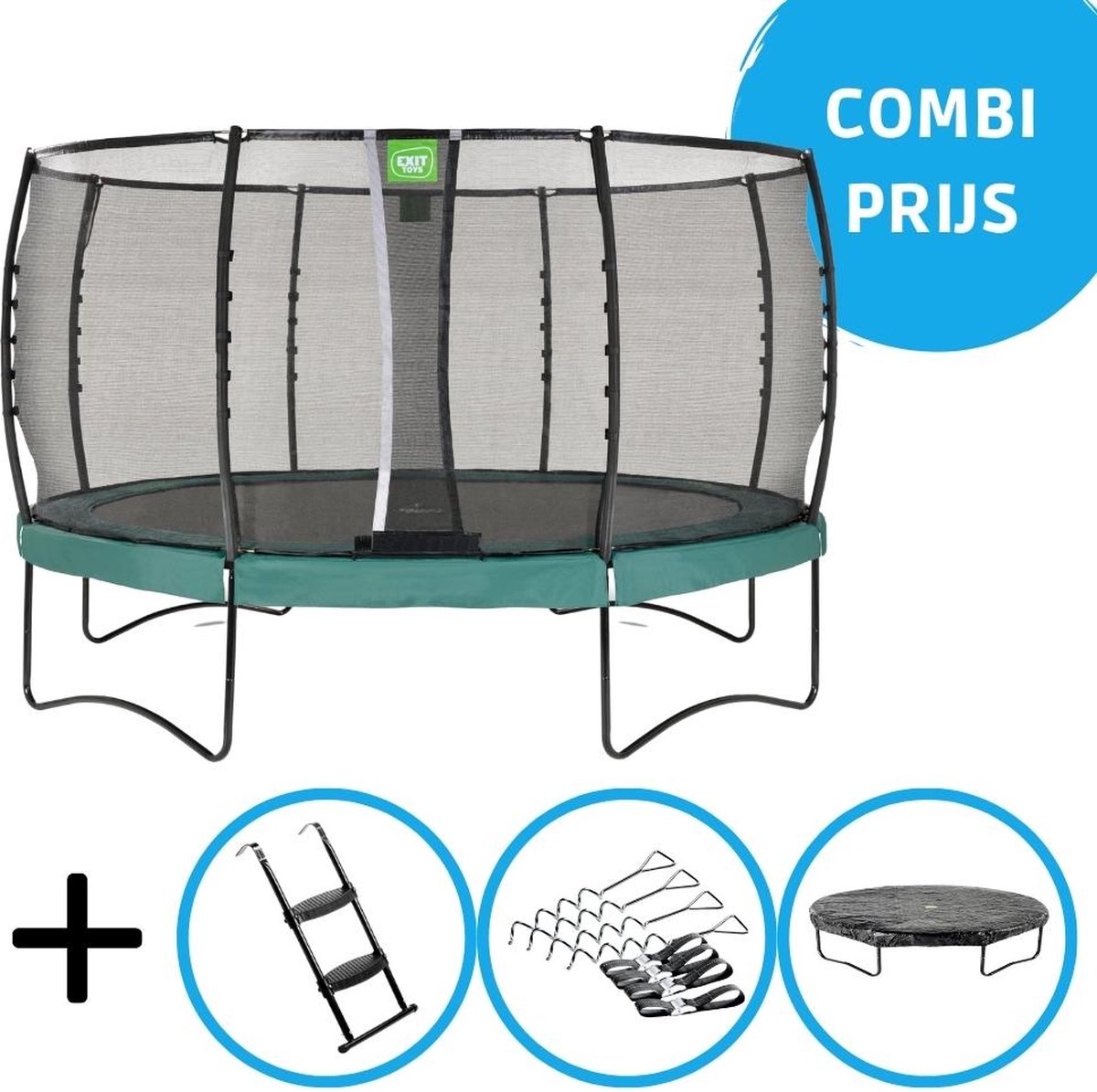 EXIT - Allure Premium trampoline ø427cm - Met accessoires - groen