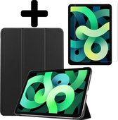 Hoes Geschikt voor iPad Air 2022 Hoes Luxe Hoesje Book Case Met Screenprotector - Hoesje Geschikt voor iPad Air 5 2022 Hoes Cover - Zwart