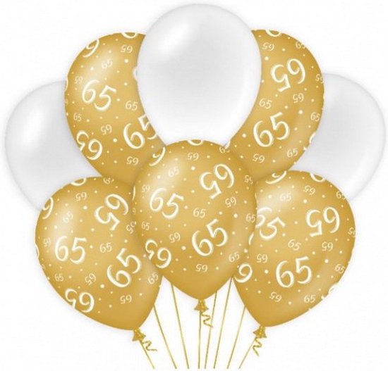 ballonnen 65 jaar dames latex goud/wit