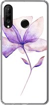 Geschikt voor Huawei P30 Lite hoesje - Bloemen - Waterverf - Paars - Siliconen Telefoonhoesje