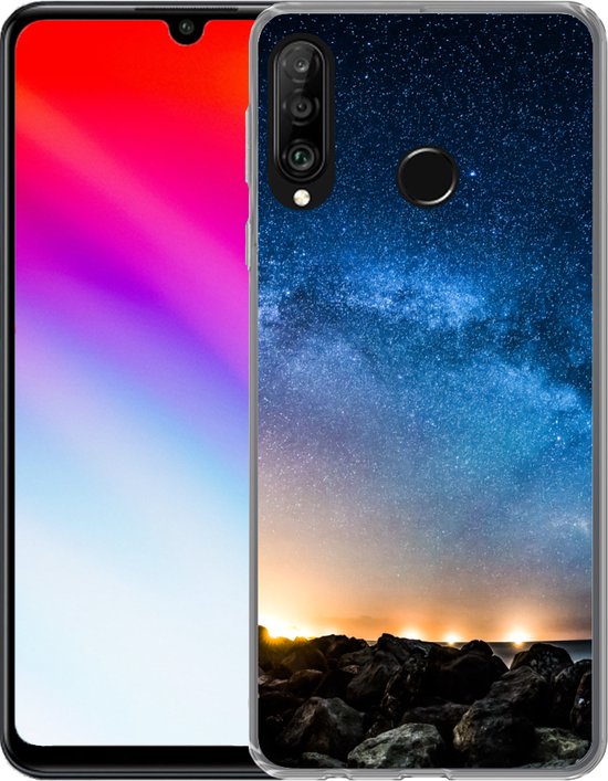 Telefoonhoesje Geschikt voor Huawei P30 Lite hoesje - Sterrenstelsel - Heelal - Zon - Jongens - Meisjes - Kinderen - Siliconen Telefoonhoesje Telefoonhoesje