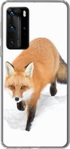 Telefoonhoesje Geschikt voor Huawei P40 Pro hoesje - Vos - Sneeuw - Winter - Siliconen Telefoonhoesje