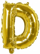 folieballon letter D 36 cm goud