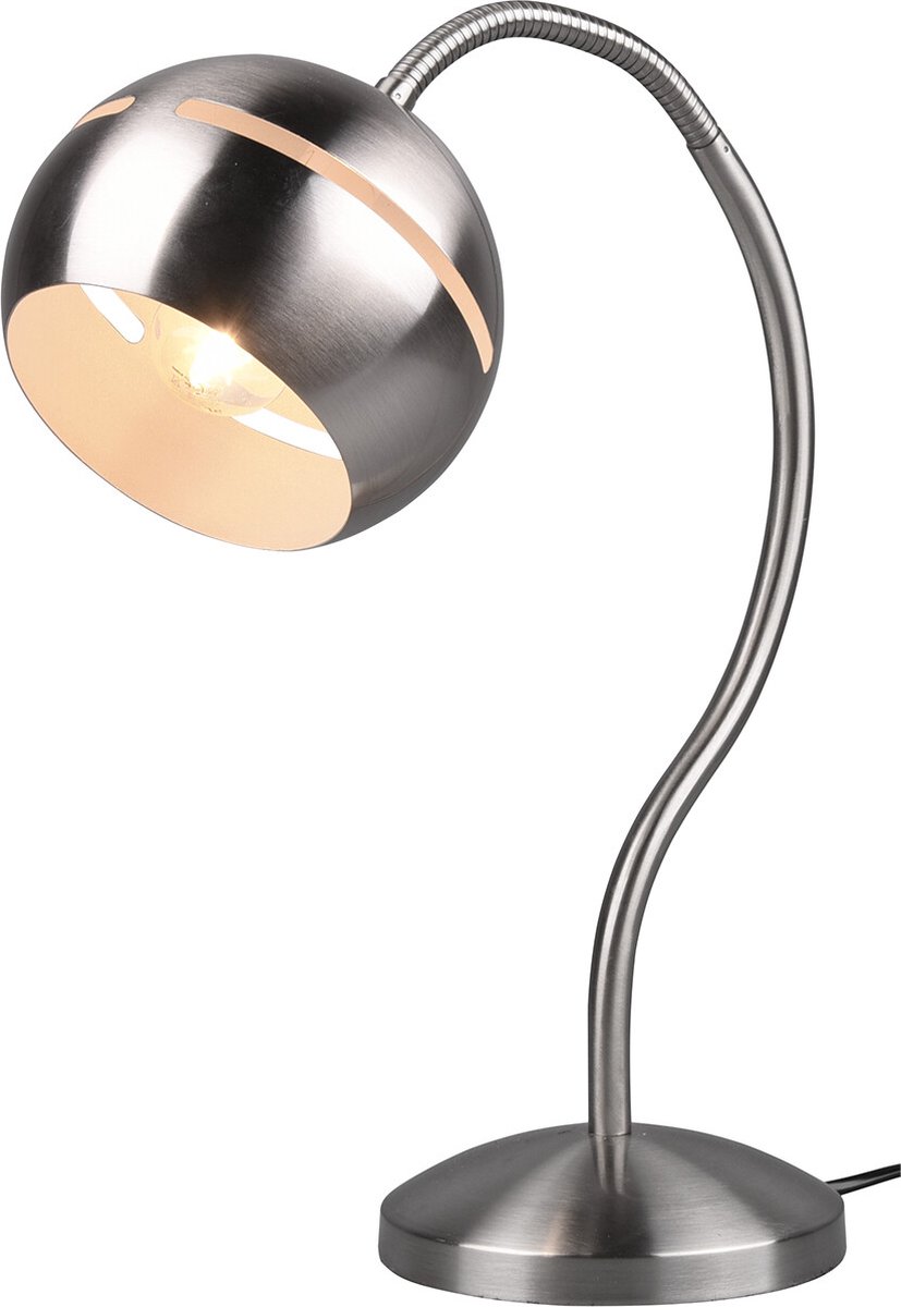 LED Bureaulamp - Torna Flatina - E14 Fitting - Dimbaar - Flexibele Arm - Rond - Mat Nikkel - Aluminium