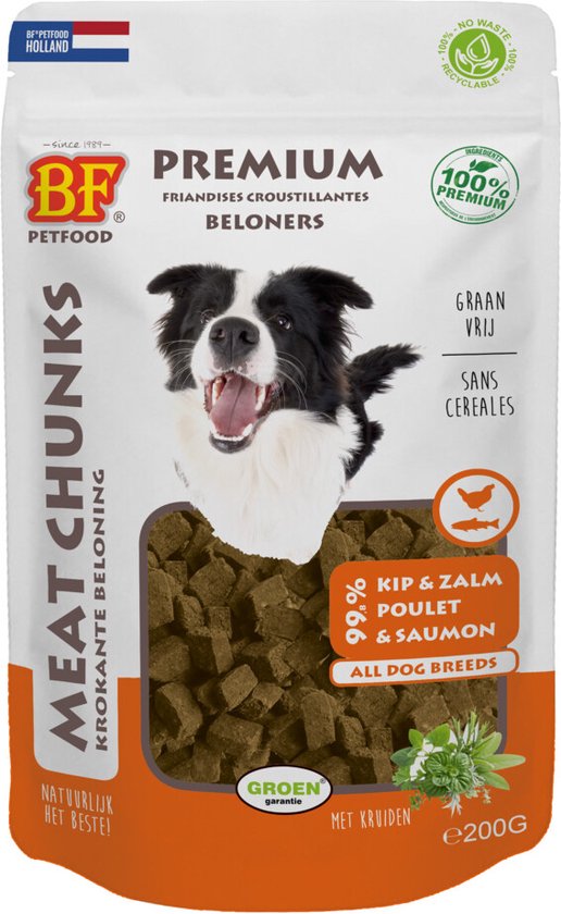 12x BF Petfood Meat Chunks Kip - Zalm 200 gr