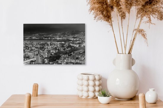 Peinture sur toile Photo du soir de Beyrouth au Liban - noir et blanc - 30x20 cm - Décoration murale Art