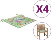 Tuinstoelkussens 4 st bladpatroon 50x50x3 cm stof