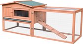 PawHut Konijnenhok konijnenhok met twee verdiepingen buitenverblijf massief hout oranje D2-0014