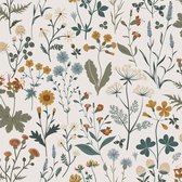 ESTAhome behang veldbloemen multicolor op wit - 139391 - 50 x 900 cm