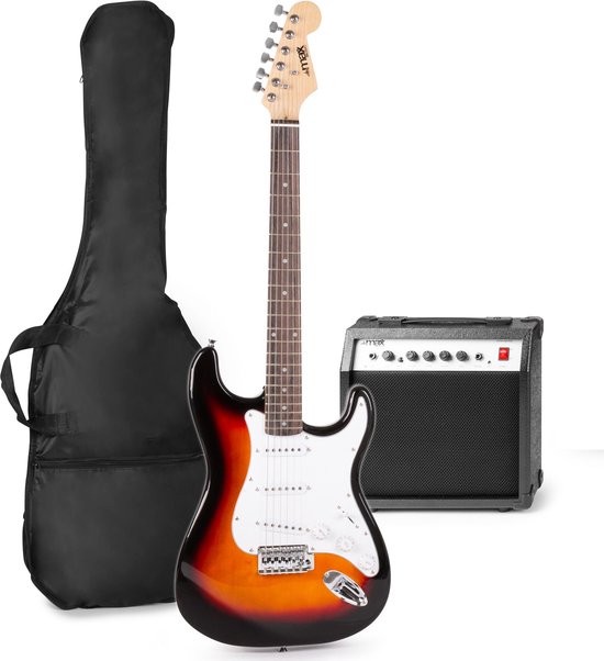 Elektrische gitaar met gitaar versterker - MAX Gigkit - Perfect voor beginners - incl. gitaar stemapparaat, gitaartas en plectrum - Sunburst