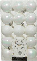 30x boules de Noël en plastique nacre blanche (iris) 6 cm - Boules de Noël en plastique incassables